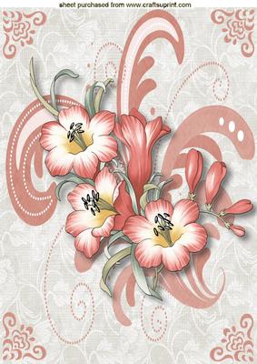 Peach Flowers & Flourishes A4