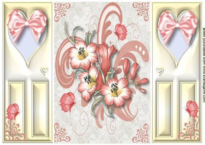 Peach Flowers & Flourishes Gatefold