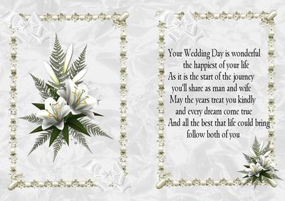 White Bouquet of Flowers with Wedding Verse A5
