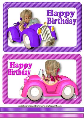 Girl in Vroom Vroom Sports Cars Toppers