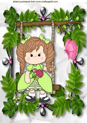 Little Dottie on a Swing with Butterfly A4