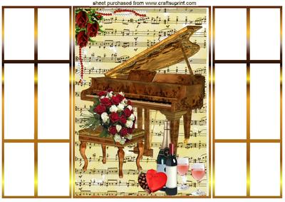 Wedding/anniversary Piano with Roses, French Door Gatefold