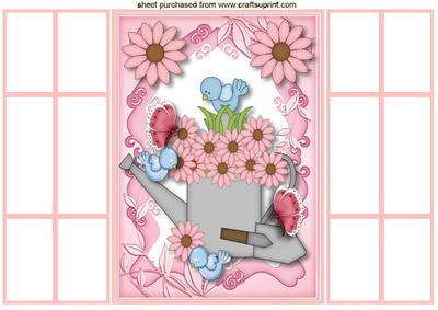 Blue Birds, and Watering Can, French Gate Fold