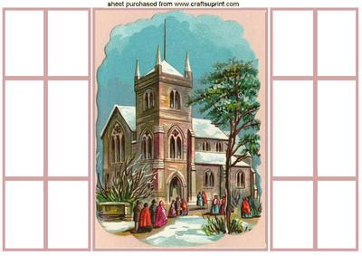 Church with Carol Singers, French Doors Gatefold