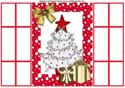 Red Star with Christmas Tree & Gold Presents, French Doors