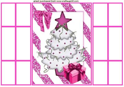 Pink Star with Christmas Tree and Presents, French Doors