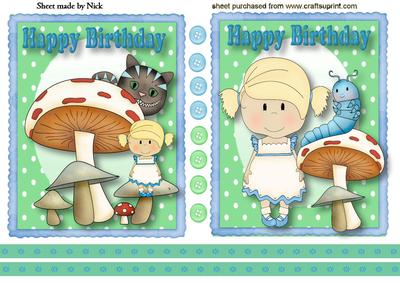 Little Alice with Cheshire Cat & Friends Toppers