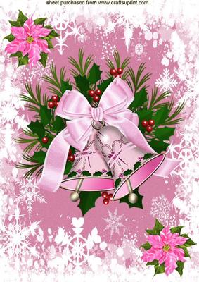 Pink Christmas Bells in Pretty Frame A4