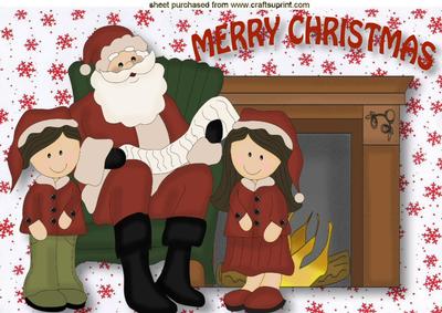 Santa with the Childrens Christmas List A4