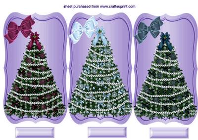 Colourful Christmas Trees with Bows, Toppers