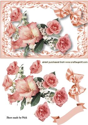 Peach Flowers in Ornate Frame