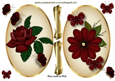 Floral Red Toppers, with Butterflies