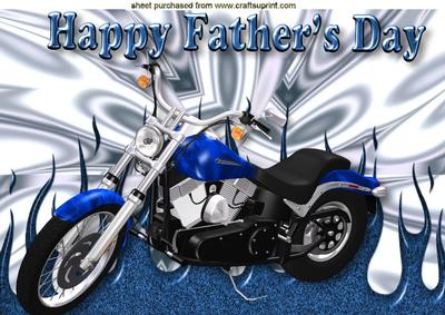 Blue Motor Bike on Blue Flames, Father's Day A4