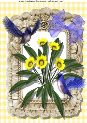 Yellow Flowers and Bluebirds A4
