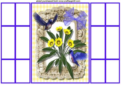 Yellow Flowers and Bluebirds, French Door Gatefold