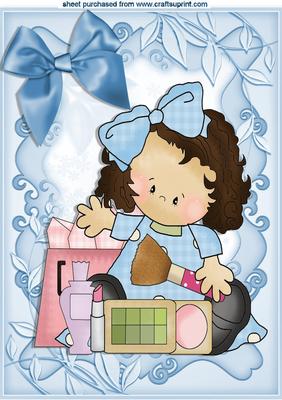 Little Makeup Girl, with Blue Bow, A4