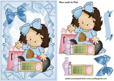 Little Makeup Girl, with Blue Bow
