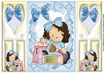 Little Makeup Girl with Blue Bow, Gatefold