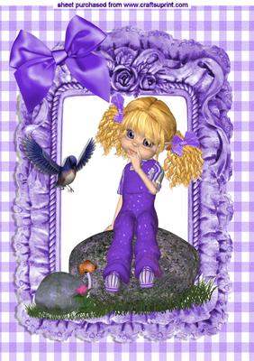 Little Kiki with a Blue Bird in Frill Frame A4