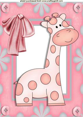 Cute Little Giraffe, in Floral Frame A4