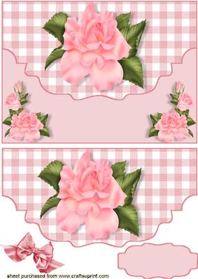 Pink Rose, Pink Gingham, Scalloped Envelope