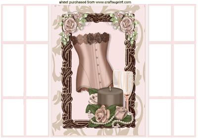 Pretty Basque in Brown with Roses, French Gatefold