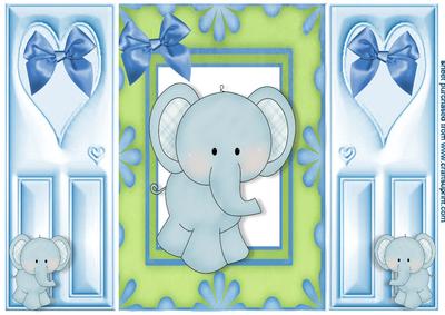 Little Elephant in Floral Frame, Gatefold