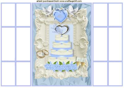 Blue Wedding Cake in Ornate Frame, French Gatefold Doors