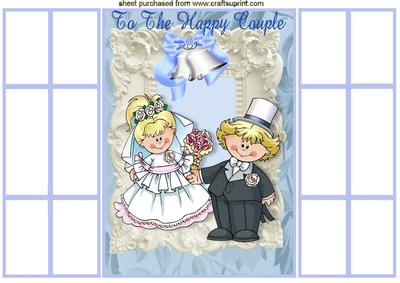 Cute Wedding Couple with Blue Bells French Gatefold