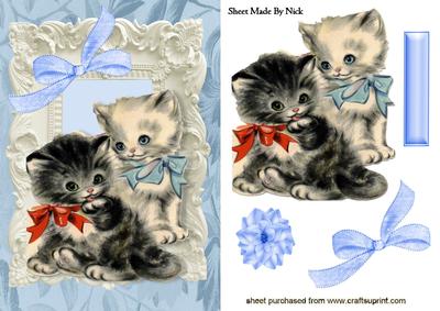 Sweet Little Kittens in Ornate Frame