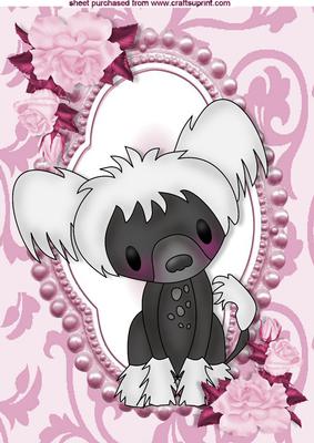 Cute Little Puppy with Roses A4