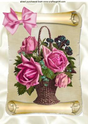 Pretty Roses in a Vintage Basket, A4