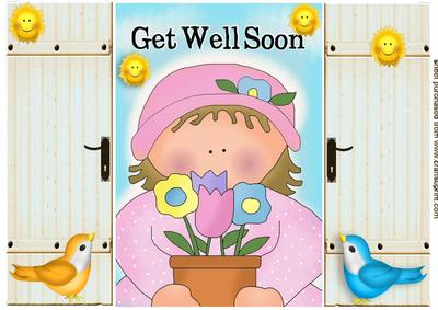 Get Well Card with Sunny Face, Gatefold