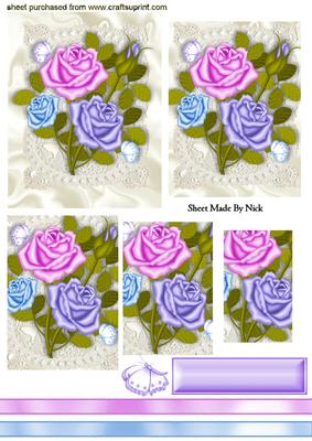 Pretty Coloured Roses on Ecru Lace, Pyramids