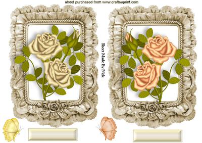 Pretty Cream and Peach Roses in Frill Frame Toppers