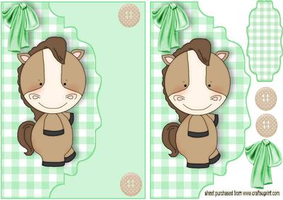 Cute Little Horse, in Scalloped Envelope