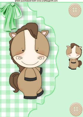 Cute Little Horse on Scalloped Envelope A4