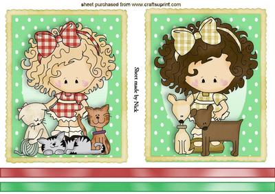 Two Little Country Girls with Pets, Toppers