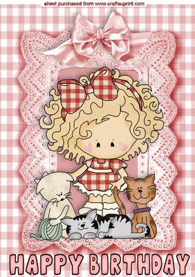 Little Country Girl with Her Pets A4
