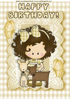 Little Country Girl with Pet Puppies A4