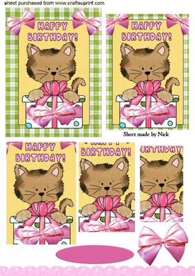 Happy Birthday Little Kitty with Presents, Pyramids