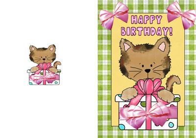 Happy Birthday Kitty with Presents A5 Card