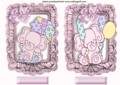 Cute Little Pink Elephants with Balloons, Toppers