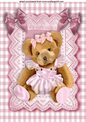 Little Teddy All Dressed Up in Pink A4