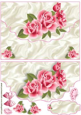 Pink Roses and Butterflies on Scalloped Envelope