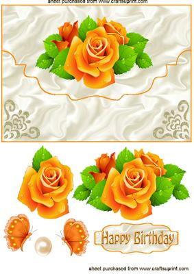 Orange Roses, on Scalloped Satin Envelope