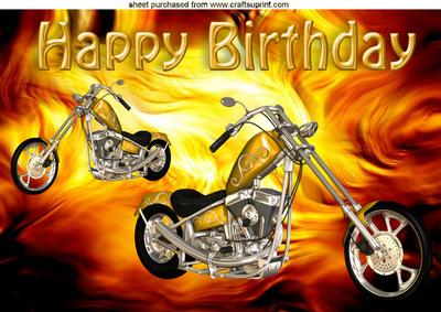 Gold Chopperbike with Flames A4
