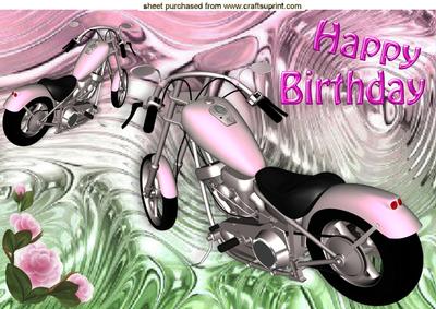 Pink Motorbike on Mettalic Pink Swirls A4