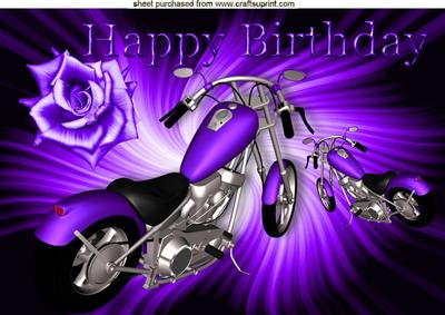 Purple Motorbike with Purple Rose A4