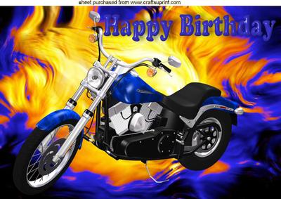 Blue Motorbike with Vibrant Colours A4